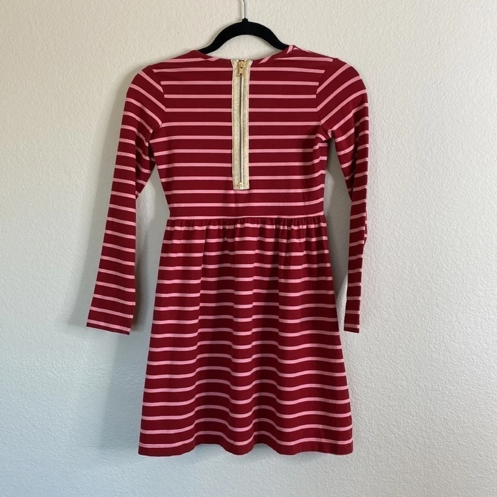 Hanna Andersson striped long-sleeve dress maroon pink Sz 140